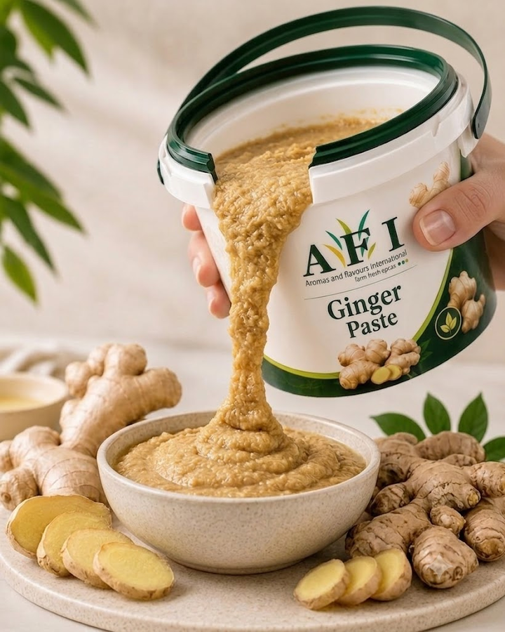 Bulk Ginger Paste HDPE drum export India, Zingiber Officinalis